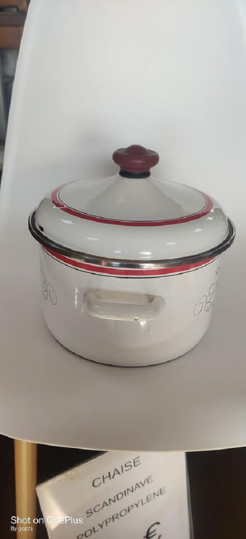 Email français pot vintage avec couvercle