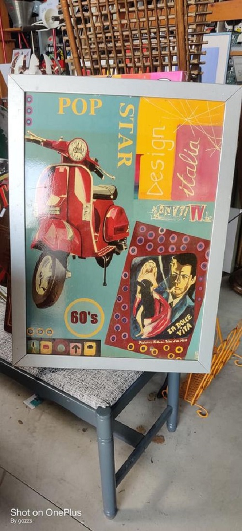 Ancien tableau old school 57x70cm