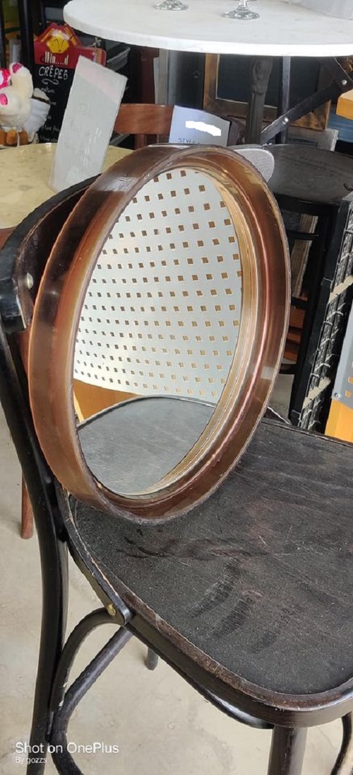Miroir rond gilac fumé vintage 1970