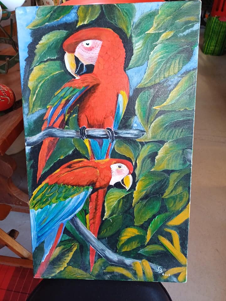Peinture à l'huile les perroquets