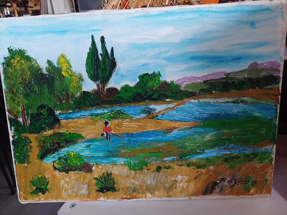einture à l'huile R.Niquet Dumas Beau paysage nature ,peinture sur toile  47x33cm Visible a la brocante de seb à Laurens