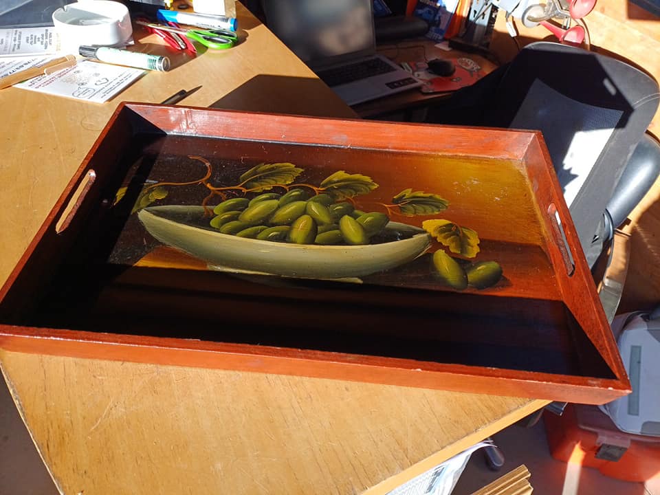 Plateau de service vintage peint