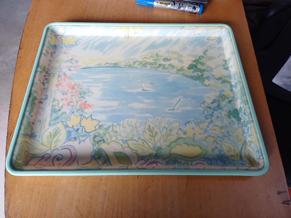 Plateau service fibre verre vintage