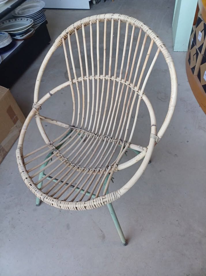 Fauteuil osier vintage 1950/70