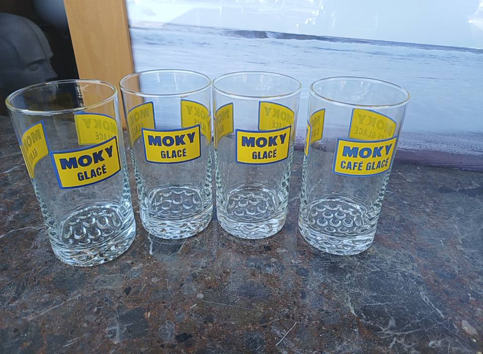 Vintage 4 verres Moky glacé 70's