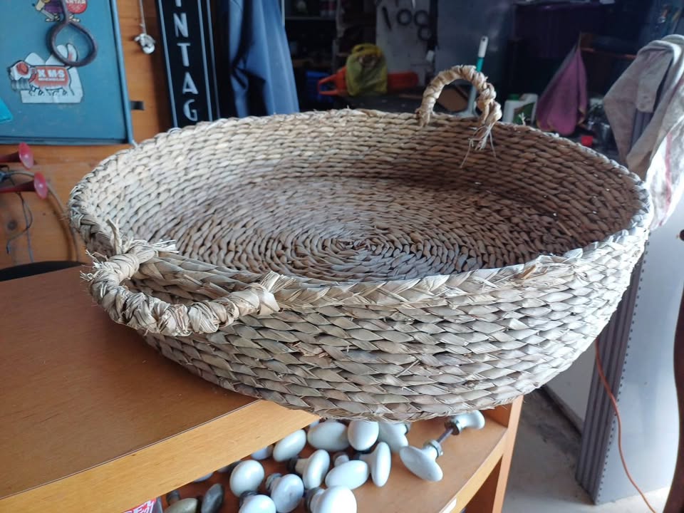 Panier ronde tressé jacinthe d'eau