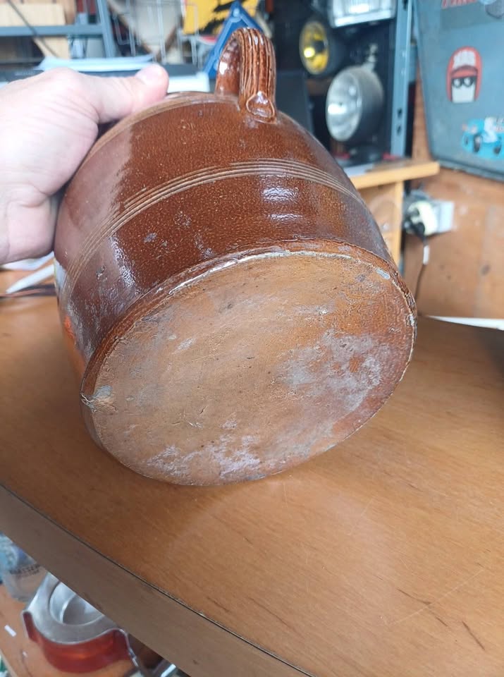 Pot à graisse ancien en grès vernissé - Style Rustique / Campagne
