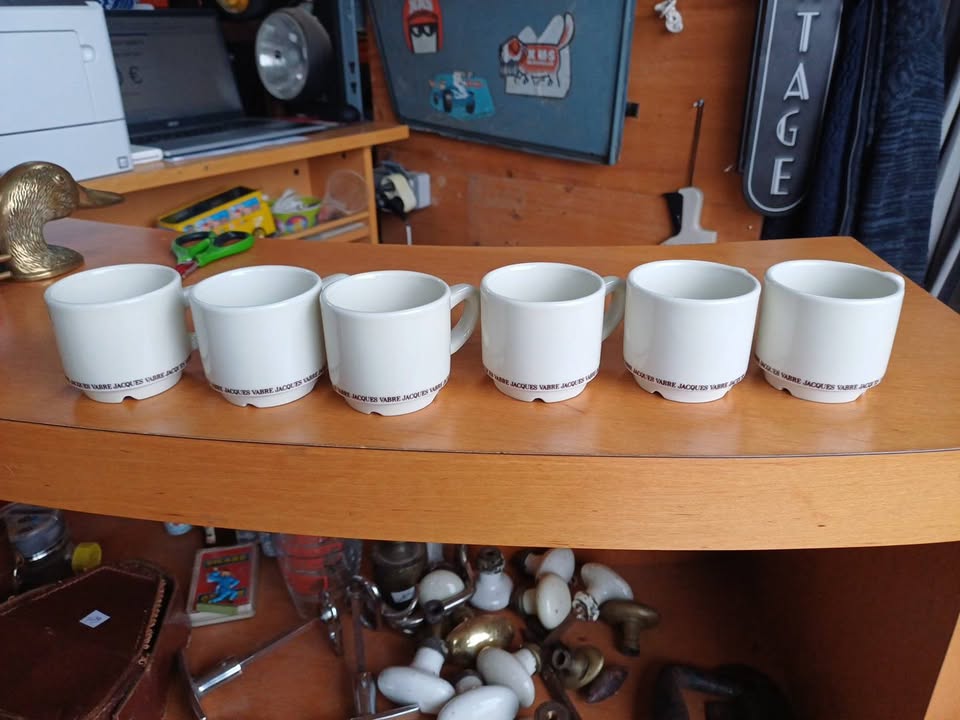 Lot de 6 tasses à café vintage Apilco - Jacques Vabre