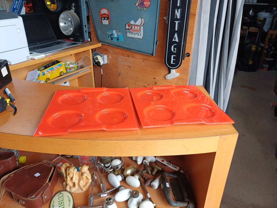 Paire de Plateaux Design Vintage Orange 70's - Ambert