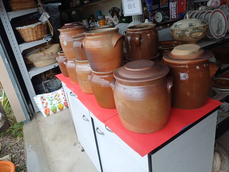 Pots à confit anciens en grès véritable – Déco Vintage / Jardin