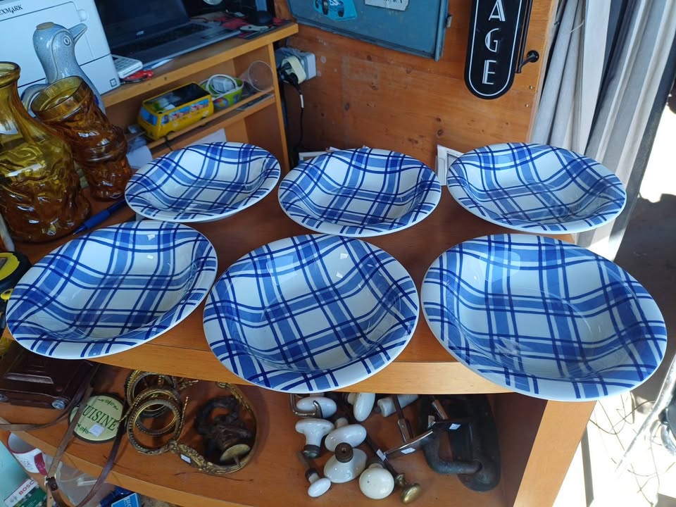 Rare lot de 6 assiettes creuses torchons