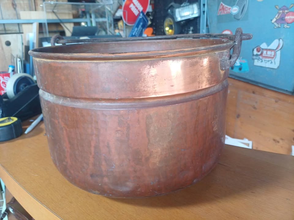 Chaudron ancien en cuivre - Ø 33 cm - Déco Vintage / Campagne