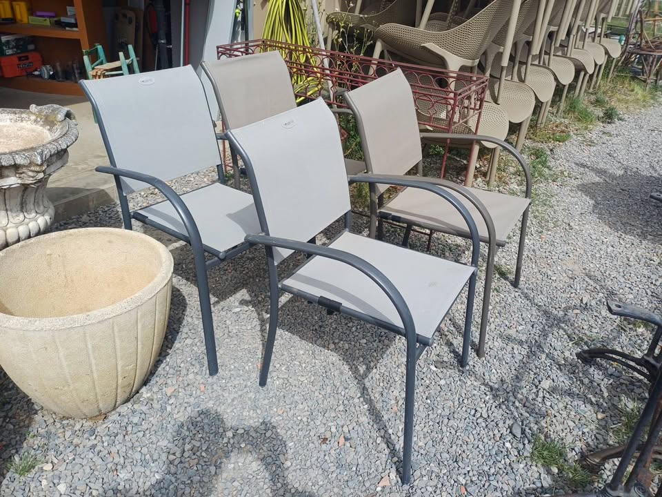 Lot de 4 chaises de jardin style textilène (Très bon état)