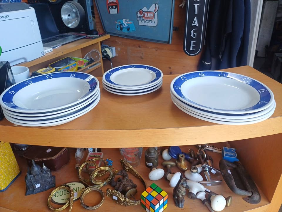 Lot de Vaisselle Vintage "Oxford" – Thème Nautique Marine ⚓