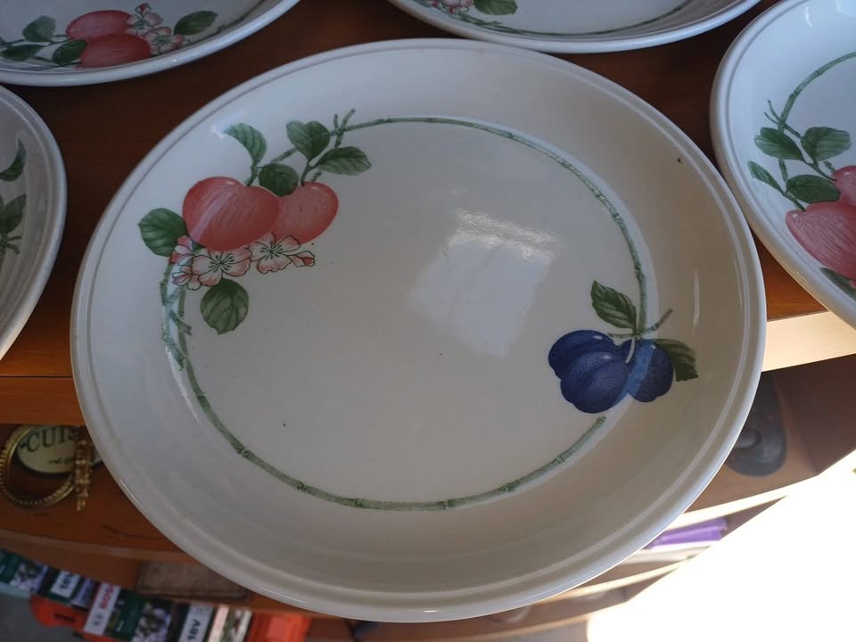 Lot de 6 assiettes plates Staffordshire Tableware - Décor Fruits - 25 cm
