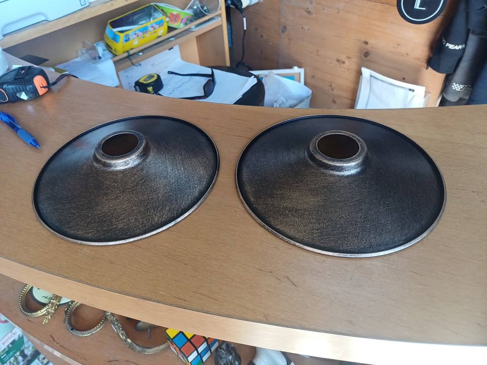 Lot de 2 Abat-jours Industriels Métal – Effet Bronze / Cuivré Vieilli