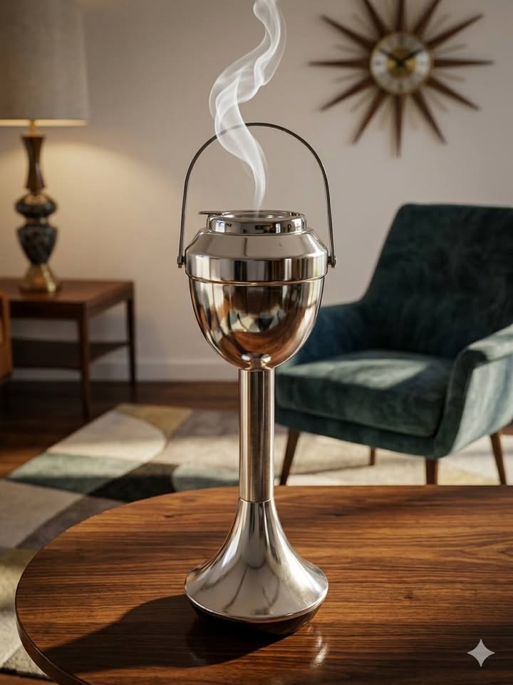 Cendrier sur pied vintage   design tripode "space age"