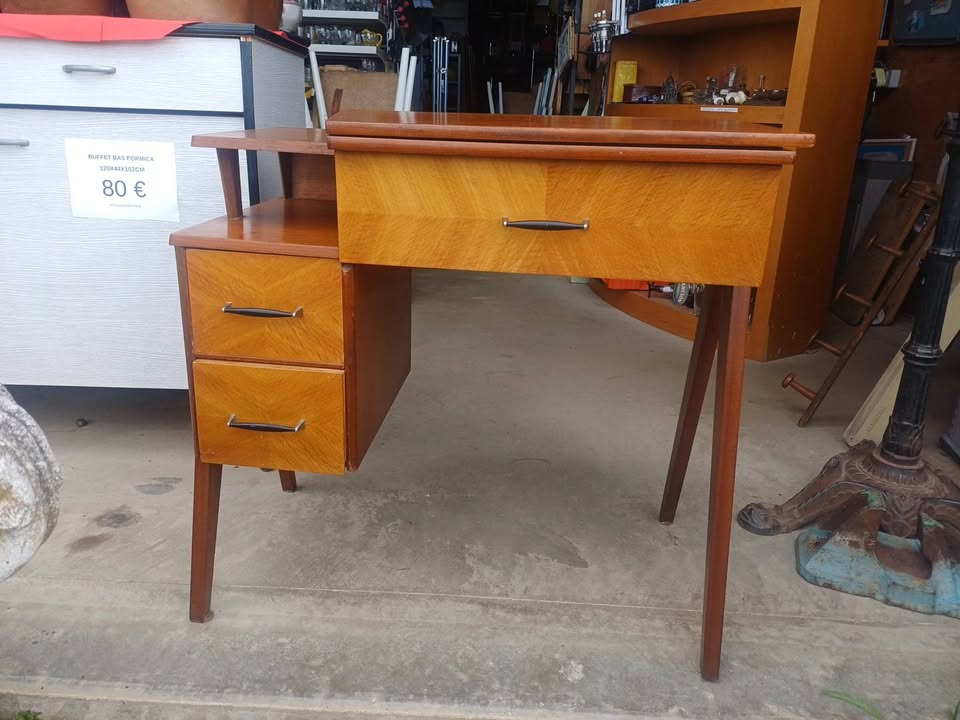 Superbe Bureau-Meuble de Machine à Coudre Vintage en Teck - Style scandinave