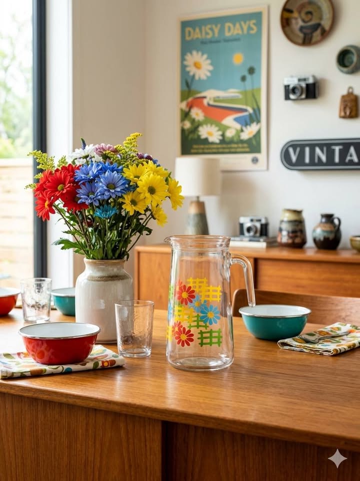 Pichet Vintage BORGONOVO – Verre Décor Fleurs – Made in Italy