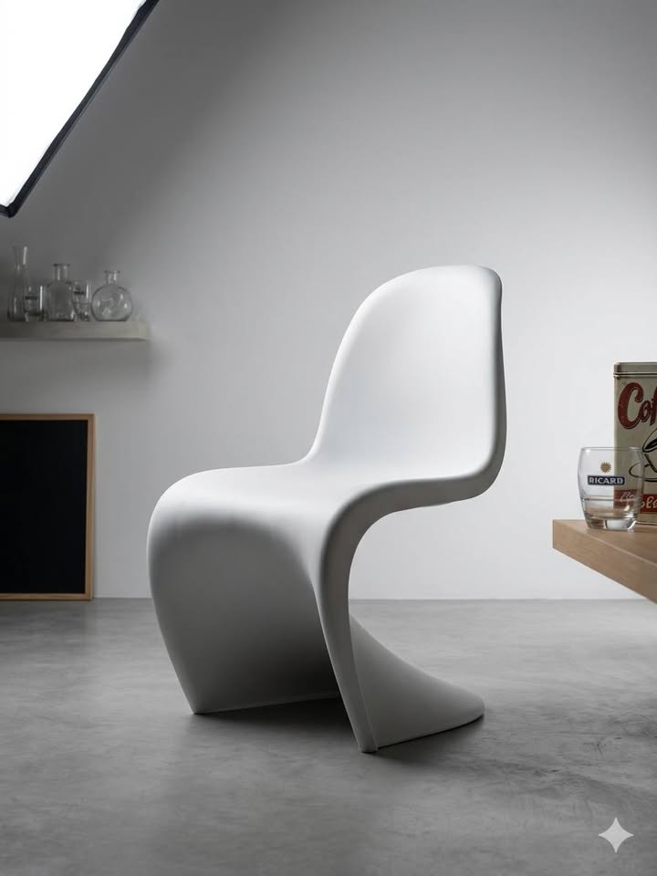 Chaise design type Panton blanche – Style Vintage / Space Age