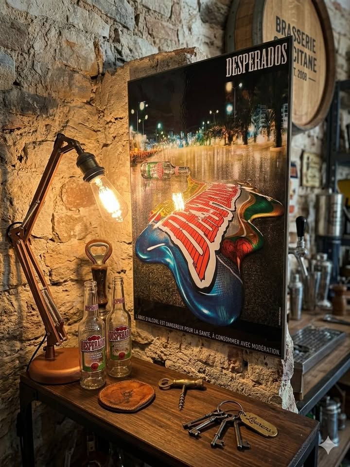Plaque Publicitaire Desperados sur Panneau Bois Épais - Déco Bar / Vintage - 40x60cm