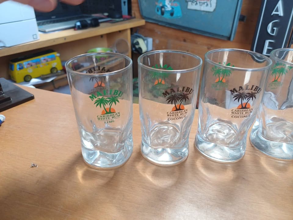 Lot de 4 verres vintage MALIBU (Coconut & Lime) – Style Tumbler