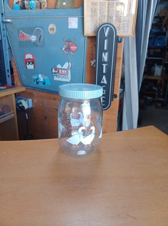Bocal en verre vintage "Oies" Le Parfait 1L – Années 80