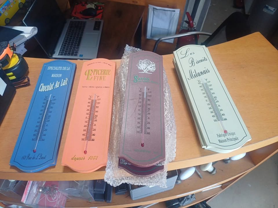 thermomètres muraux style vintage / rétro déco (Épicerie, Chocolat, Savon, Biscuits)