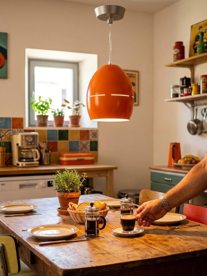 Suspension style Vintage Orange – Esprit Space Age / Années 70