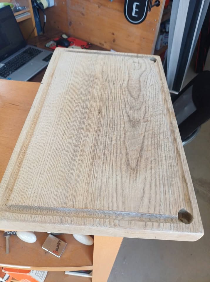Grande planche à découper / Billot en chêne massif épais - Esprit vintage