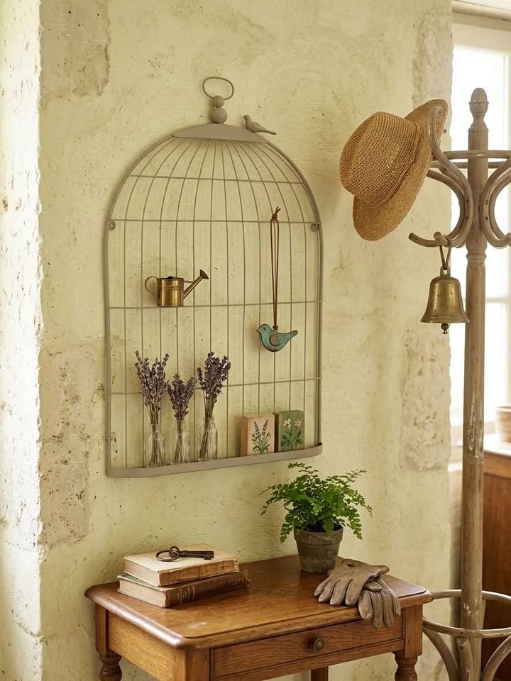 Décoration murale cage à oiseaux style vintage / romantique