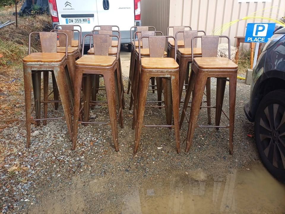 Tabouret de bar industriel métal & bois - Style bistrot / vintage /tolix