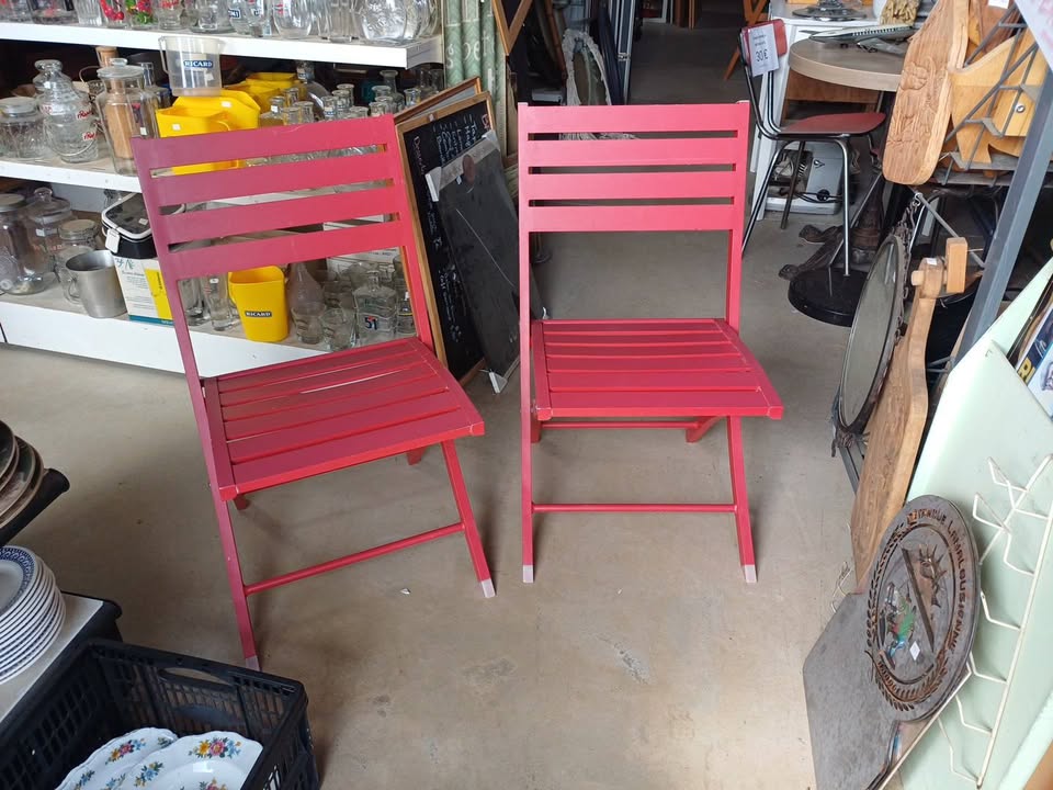 Lot de 2 chaises de jardin pliantes en aluminium - DCB Garden - Fuchsia / Framboise