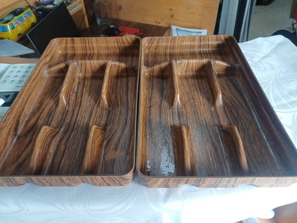Lot 2 range-couverts vintage Robex Italie faux bois - Années 70