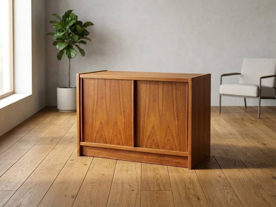 Meuble bas TV / Enfilade scandinave teck - Bertil Fridhagen pour Bodafors (Suède)