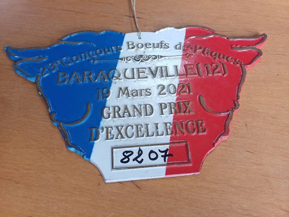 Plaque de concours agricole Bœufs de Pâques Baraqueville 2021 - Grand Prix d'Excellence