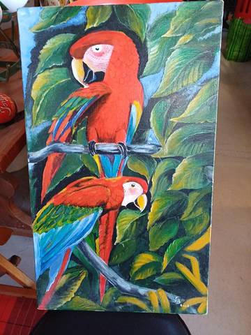 Peinture à l'huile les perroquets