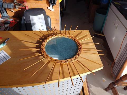 Miroir osier soleil vintage
