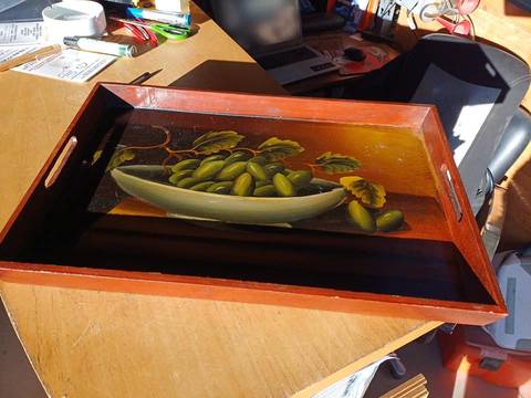 Plateau de service vintage peint