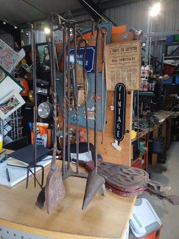 Ancien serviteur cheminée  Fer forgé 1940/70 Le lot pour 30€