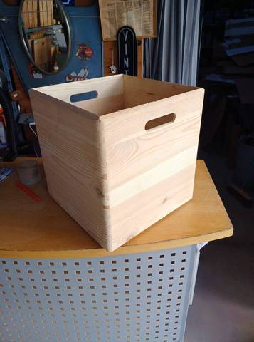 Boîte de rangement bois pin 30x30cm