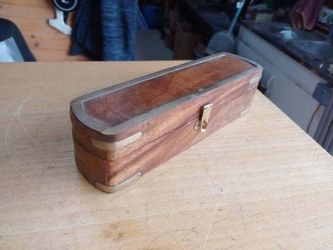 Ancien plumier bois et laiton Écritoire