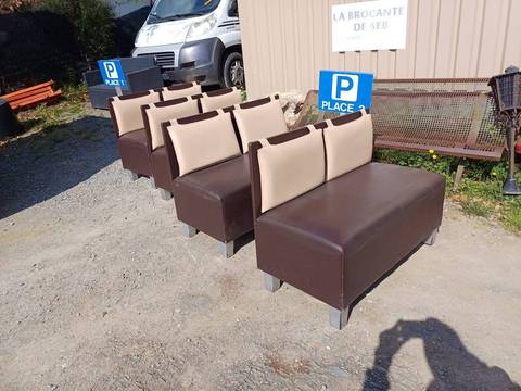 Banquette restaurant lounge bicolore chocolat et dune