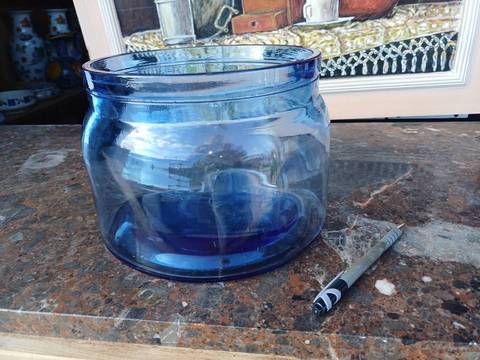 Grand bocal verre bleu