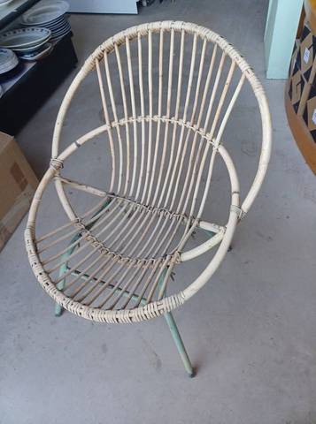 Fauteuil osier vintage 1950/70