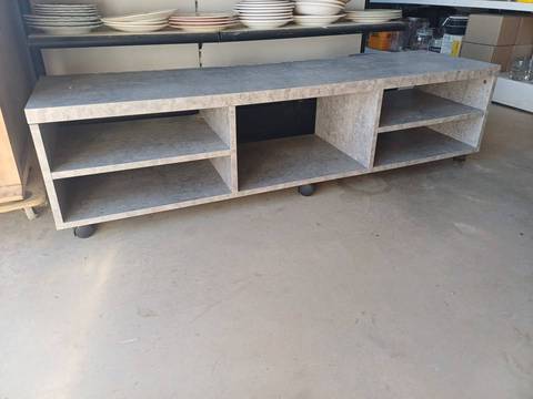 Meuble tv melaminé gris beton