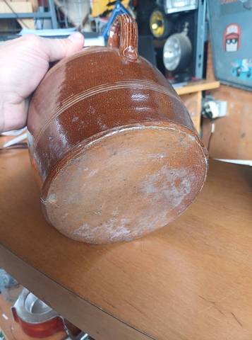 Pot à graisse ancien en grès vernissé - Style Rustique / Campagne