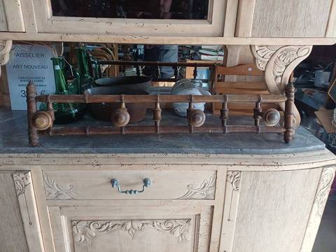 Porte-manteau Bistrot ancien en bois tourné - Style Thonet - 1900