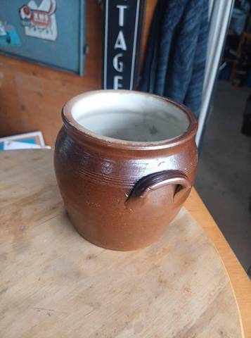 Pot à graisse ancien en grès vernissé - Vintage