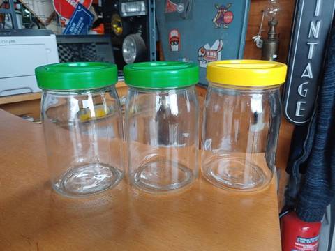 Lot de 3 bocaux en verre vintage - Borgonovo (Italie)